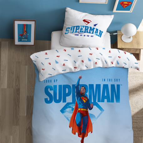 Parure de lit imprimée 100% coton, superman Bleu/rouge 1 - vertbaudet enfant 