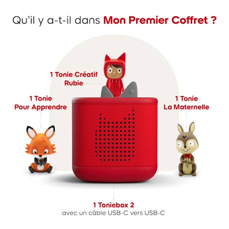 Pack toniebox 2 - boite à histoires - 1 figurine rubie - mes comptines pour la maternelle et pour apprendre Rouge 3 - vertbaudet enfant 