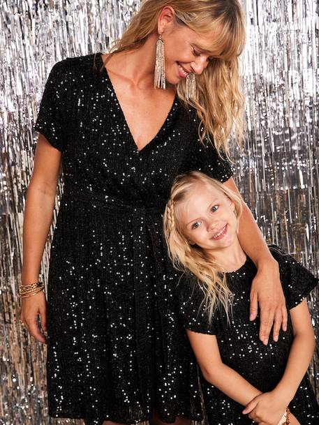Robe de noël femme à sequins capsule mère fille noir 5 - vertbaudet enfant 