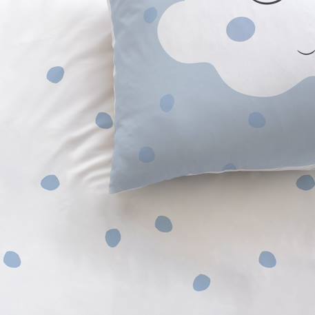 Parure de lit imprimée 100% coton, cumulus Bleu, blanc 2 - vertbaudet enfant 