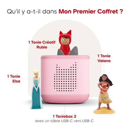 Pack toniebox 2 - boite à histoires - 1 figurine rubie - princesses elsa et vaiana Rose 3 - vertbaudet enfant 