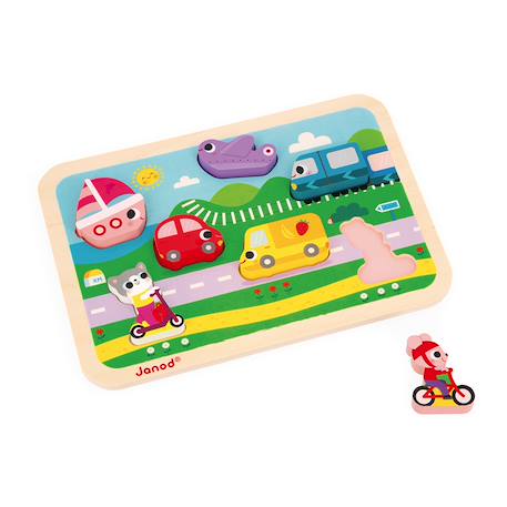Puzzle en bois les véhicules Multicolore 3 - vertbaudet enfant 