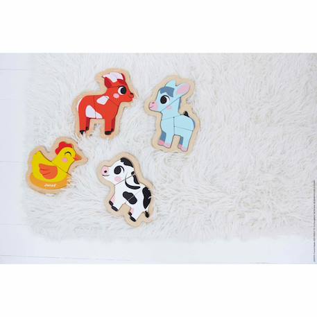 4 puzzles evolutifs en bois ferme 2 à 5 pcs Multicolore 2 - vertbaudet enfant 