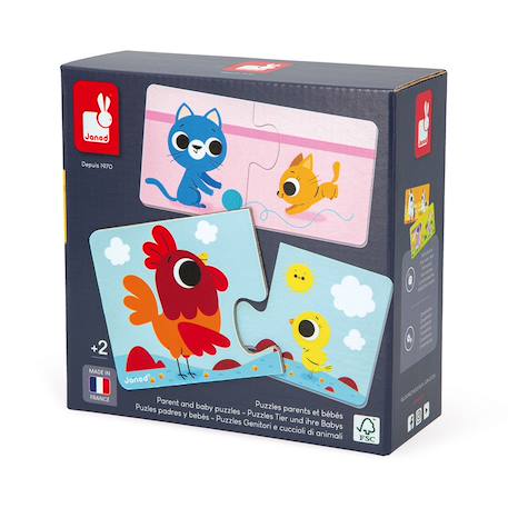 Puzzle duo parents et bébés animaux Multicolore 5 - vertbaudet enfant 