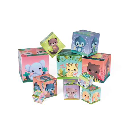 Pyramide carrée les animaux tous mignons Multicolore 4 - vertbaudet enfant 