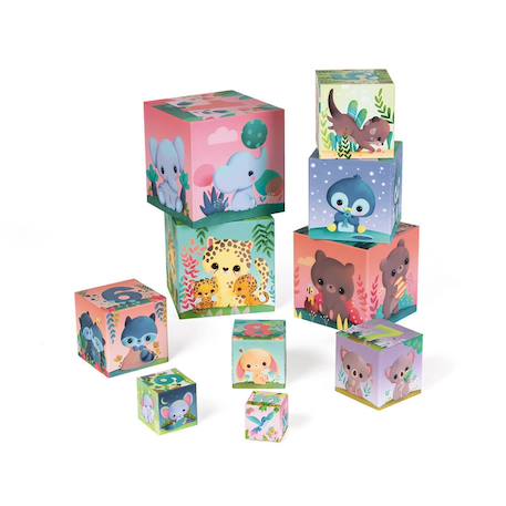 Pyramide carrée les animaux tous mignons Multicolore 3 - vertbaudet enfant 