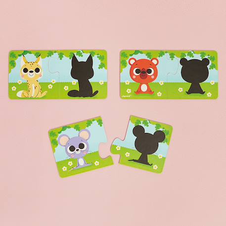 Puzzle duo les animaux et leur ombre Multicolore 1 - vertbaudet enfant 