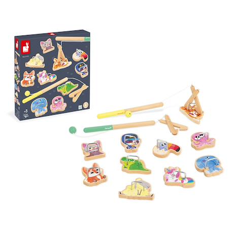 Jeu de pêche en bois fsc pince à la ligne Multicolore 4 - vertbaudet enfant 