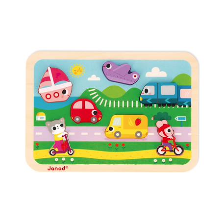 Puzzle en bois les véhicules Multicolore 1 - vertbaudet enfant 