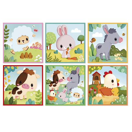 Cubes en carton les animaux de la ferme Multicolore 2 - vertbaudet enfant 
