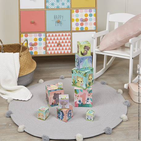 Pyramide carrée les animaux tous mignons Multicolore 2 - vertbaudet enfant 