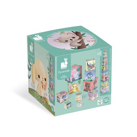 Pyramide carrée les animaux tous mignons Multicolore 6 - vertbaudet enfant 