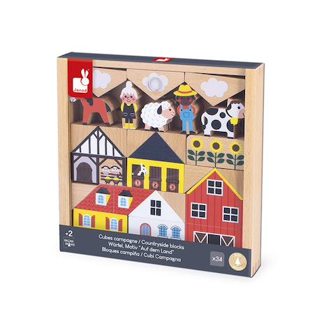 Cubes en bois fsc la campagne, 36 pcs Multicolore 6 - vertbaudet enfant 