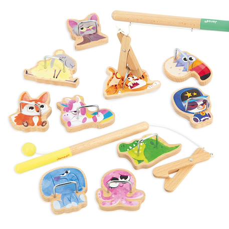 Jeu de pêche en bois fsc pince à la ligne Multicolore 1 - vertbaudet enfant 