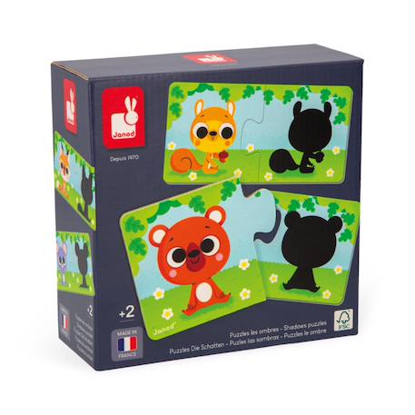 Puzzle duo les animaux et leur ombre Multicolore 5 - vertbaudet enfant 