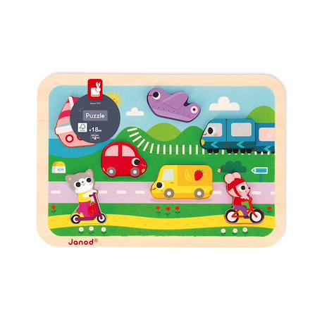 Puzzle en bois les véhicules Multicolore 5 - vertbaudet enfant 