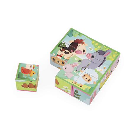 Cubes en carton les animaux de la ferme Multicolore 1 - vertbaudet enfant 