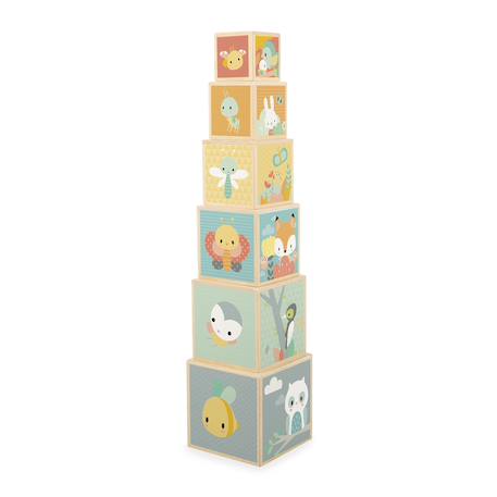 Pyramide en bois fsc, 6 cubes à empiler Multicolore 3 - vertbaudet enfant 