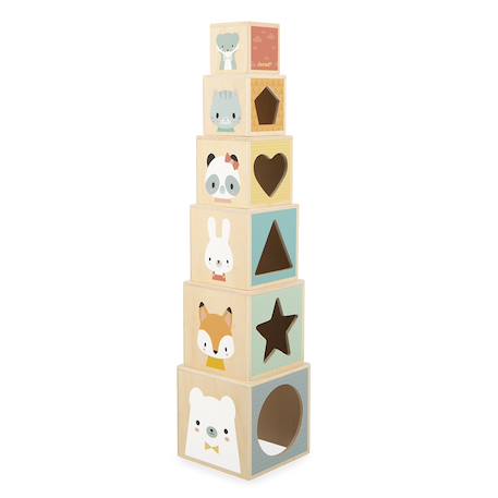Pyramide en bois fsc, 6 cubes à empiler Multicolore 1 - vertbaudet enfant 