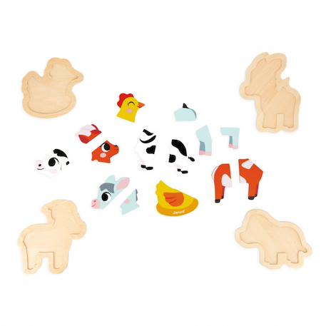 4 puzzles evolutifs en bois ferme 2 à 5 pcs Multicolore 3 - vertbaudet enfant 