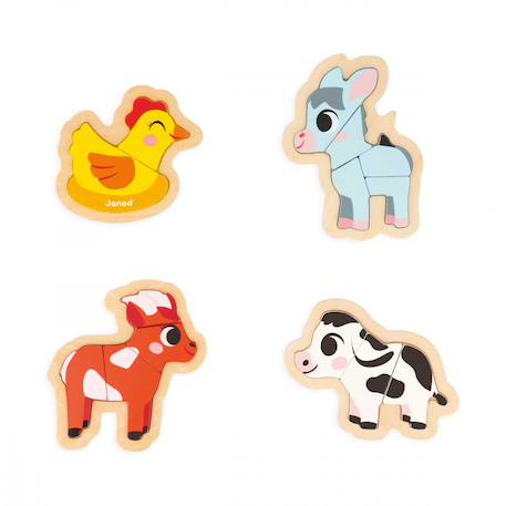 4 puzzles evolutifs en bois ferme 2 à 5 pcs Multicolore 1 - vertbaudet enfant 