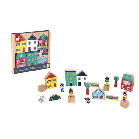 Cubes  en bois fsc la ville, 36 pcs Multicolore 2 - vertbaudet enfant 
