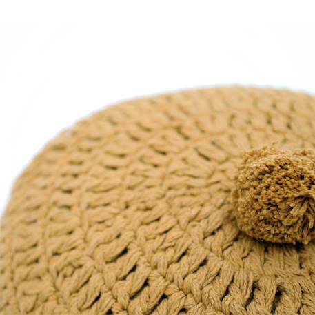 Coussin coton rond crochet lenka Ecru+Moutarde+Nude 11 - vertbaudet enfant 