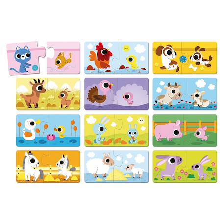 Puzzle duo parents et bébés animaux Multicolore 3 - vertbaudet enfant 