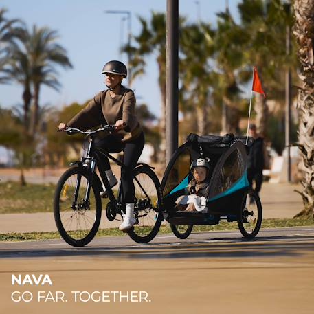 Remorque vélo enfant 3 en 1 convertible fonctions poussette et jogger Bleu+Orange 8 - vertbaudet enfant 