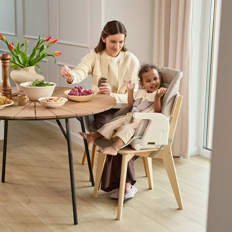 Chaise Haute Évolutive Kinderkraft TULO 3 en 1 avec Hauteur Réglable, Dossier Inclinable, Plateau Double et Harnais 5 Points Beige+Gris 8 - vertbaudet enfant 
