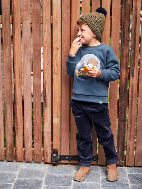 Pantalon en velours côtelé garçon facile à enfiler bleu ardoise+marine 11 - vertbaudet enfant 