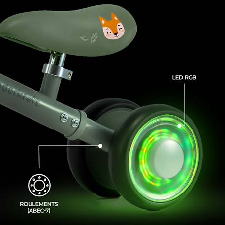 Draisienne Kinderkraft CUTIE FLASH à 4 Roues avec Lumières RGB, Selle Réglable, Roulements ABEC-7 et Cadre Acier Beige+Bleu+Rose+Vert 21 - vertbaudet enfant 