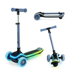 Jouet-Jeux de plein air-Sports de glisse et à roues-Draisiennes-Trottinette Kinderkraft RAKET Tricycle Pliable avec Roues LED RGB, Guidon Réglable et Frein à Pied
