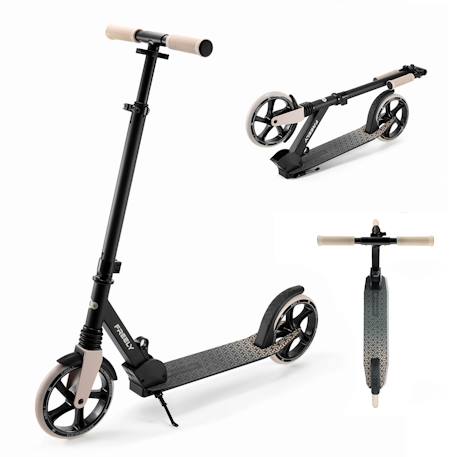 Trottinette Pliable Kinderkraft FREELY avec Guidon Réglable, Roues PU 20 cm, Roulements ABEC-7 et Suspension Avant Beige+Noir+Rose 1 - vertbaudet enfant 