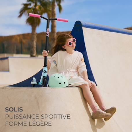 Trottinette Freestyle Kinderkraft SOLIS avec Roulements ABEC-9, Roues PU 100 mm, Guidon en Y, Frein Arrière et Cadre Robuste Noir+Rose+Vert 14 - vertbaudet enfant 
