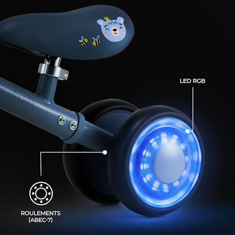 Draisienne Kinderkraft CUTIE FLASH à 4 Roues avec Lumières RGB, Selle Réglable, Roulements ABEC-7 et Cadre Acier Beige+Bleu+Rose+Vert 9 - vertbaudet enfant 