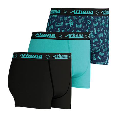Lot de 3 boxers garçon trio pop Noir-bleu imprimé+Noir-gris-orange imprimé+Noir-print-menthe 10 - vertbaudet enfant 