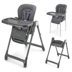 Puériculture-Chaise Haute Évolutive Kinderkraft TULO 3 en 1 avec Hauteur Réglable, Dossier Inclinable, Plateau Double et Harnais 5 Points