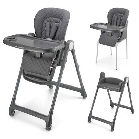 Chaise Haute Évolutive Kinderkraft TULO 3 en 1 avec Hauteur Réglable, Dossier Inclinable, Plateau Double et Harnais 5 Points Beige+Gris 7 - vertbaudet enfant 