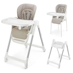 -Chaise Haute Évolutive Kinderkraft TULO 3 en 1 avec Hauteur Réglable, Dossier Inclinable, Plateau Double et Harnais 5 Points
