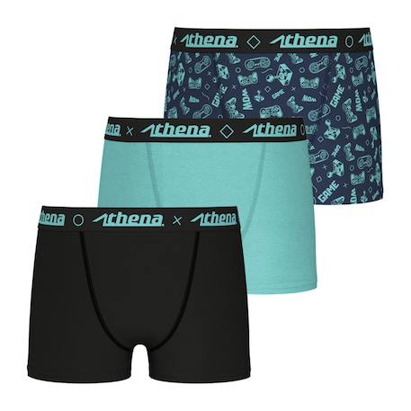 Lot de 3 boxers garçon trio pop Noir-bleu imprimé+Noir-gris-orange imprimé+Noir-print-menthe 9 - vertbaudet enfant 