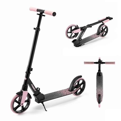 Trottinette Pliable Kinderkraft FREELY avec Guidon Réglable, Roues PU 20 cm, Roulements ABEC-7 et Suspension Avant Beige+Noir+Rose 13 - vertbaudet enfant 