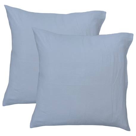 Set de 2 taies d'oreiller unies en coton, gaze de coton Bleu horizon+Caramel+Chocolat+Lichen+Naturel+Terre cuite 1 - vertbaudet enfant 