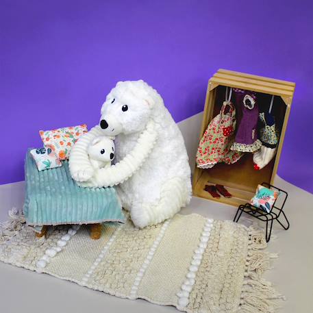 Peluche ours polaire maman 31 cm et son bébé blanc Blanc 6 - vertbaudet enfant 