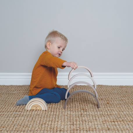 Arc en ciel en bois à empiler Beige, gris, blanc 4 - vertbaudet enfant 