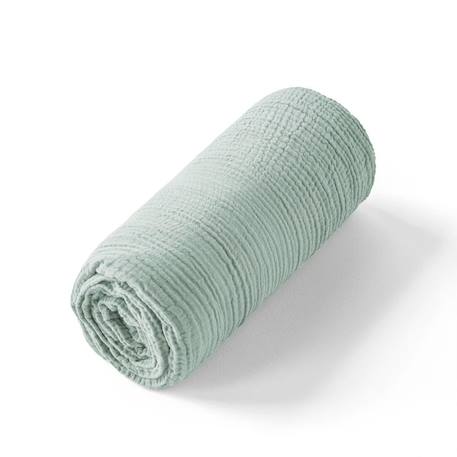 Drap housse uni en gaze de coton Beige+Blanc+Bleu+Camel+Écru+Gris+Terracotta+Vert de gris+Vert eucalyptus+Vieux rose 42 - vertbaudet enfant 