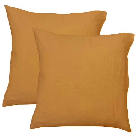 Set de 2 taies d'oreiller unies en coton, gaze de coton Bleu horizon+Caramel+Chocolat+Lichen+Naturel+Terre cuite 6 - vertbaudet enfant 