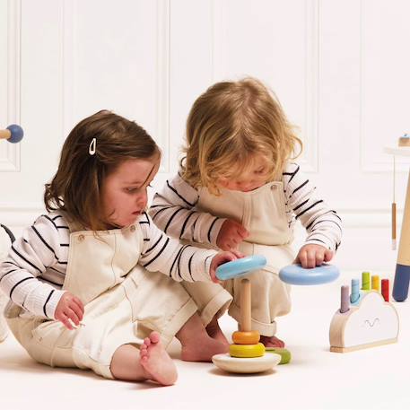 Jouet empilable arc-en-ciel en bois Beige 2 - vertbaudet enfant 