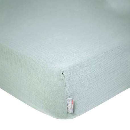 Drap housse uni en gaze de coton Beige+Blanc+Bleu+Camel+Écru+Gris+Terracotta+Vert de gris+Vert eucalyptus+Vieux rose 41 - vertbaudet enfant 