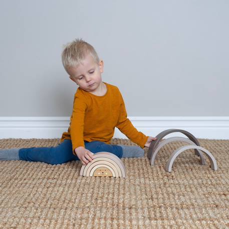 Arc en ciel en bois à empiler Beige, gris, blanc 6 - vertbaudet enfant 